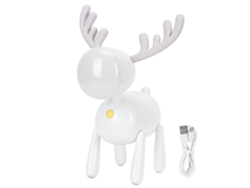 2026-lámpara De Mesa Con Forma De Ciervo Animado Luz Nocturna Led 1200mah Carga Usb Decoración De Dormitorio (blanco)