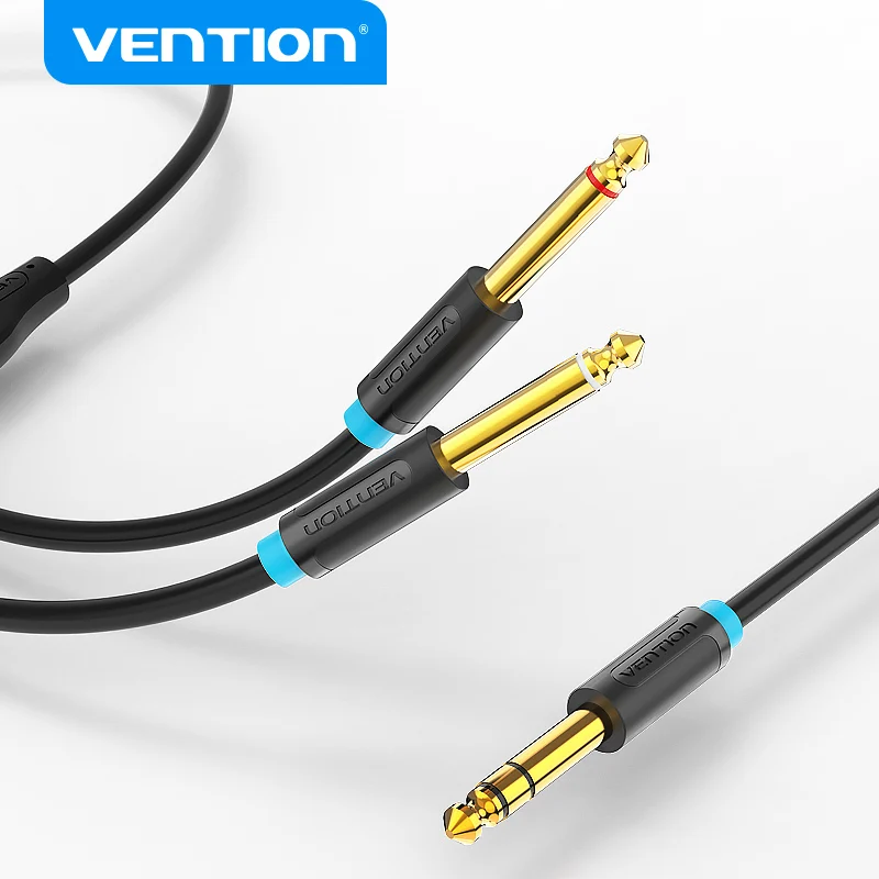 Cable de audio de 6,35 mm a 2 x 6,35 mm, macho-macho, para mezclador, altavoz, amplificador, cable TRS
