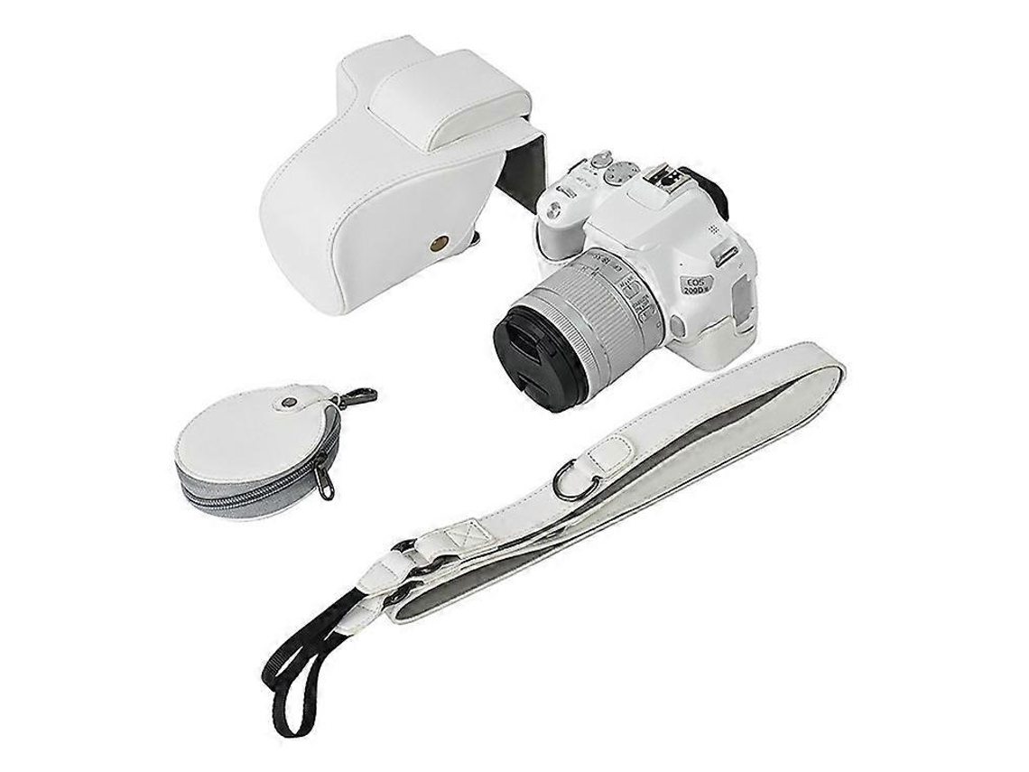 Estuche de cuero para cámara Canon EOS 200D/200D II, batería fácil de cambiar
