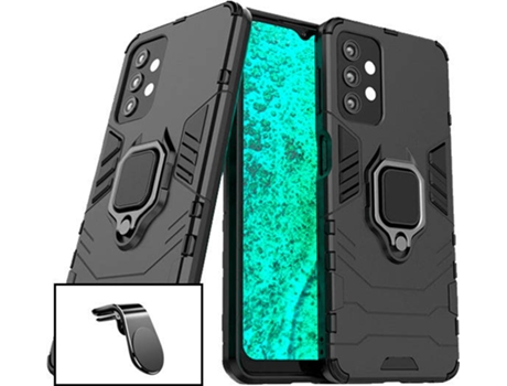 Kit Carcasa y Soporte Magnético para Auto Samsung A72 5G PHONECARE Military Defender Negro
