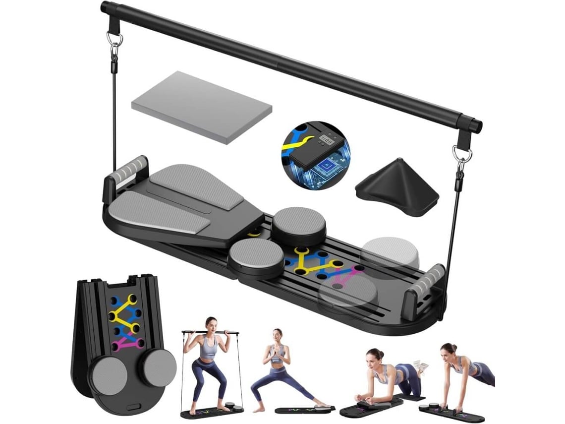 Equipo De Pilates (negro), Tabla De Pilates 12 En 1, Uso Doméstico, Portátil Y Plegable.