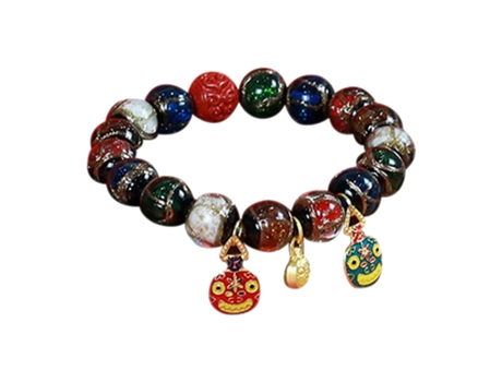 Bolso de Niña JEIIBRZUI Pulseras Esmaltadas Tipo Swallowing Beast Cinnabar Duobao Rojo (10 mm)