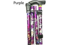 Bastón plegable ajustable de aluminio con estampado floral, ideal para senderismo y acampada. Ayuda de movilidad duradera.