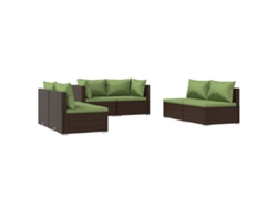 Maison Exclusive - 6 Pcs Conjunto Lounge De Jardim C/ Almofadões Vime Pe Castanho