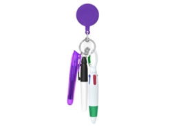 Porta credencial retráctil Chrui para enfermera, bolígrafo con correa, llavero y clips para credencial (morado)