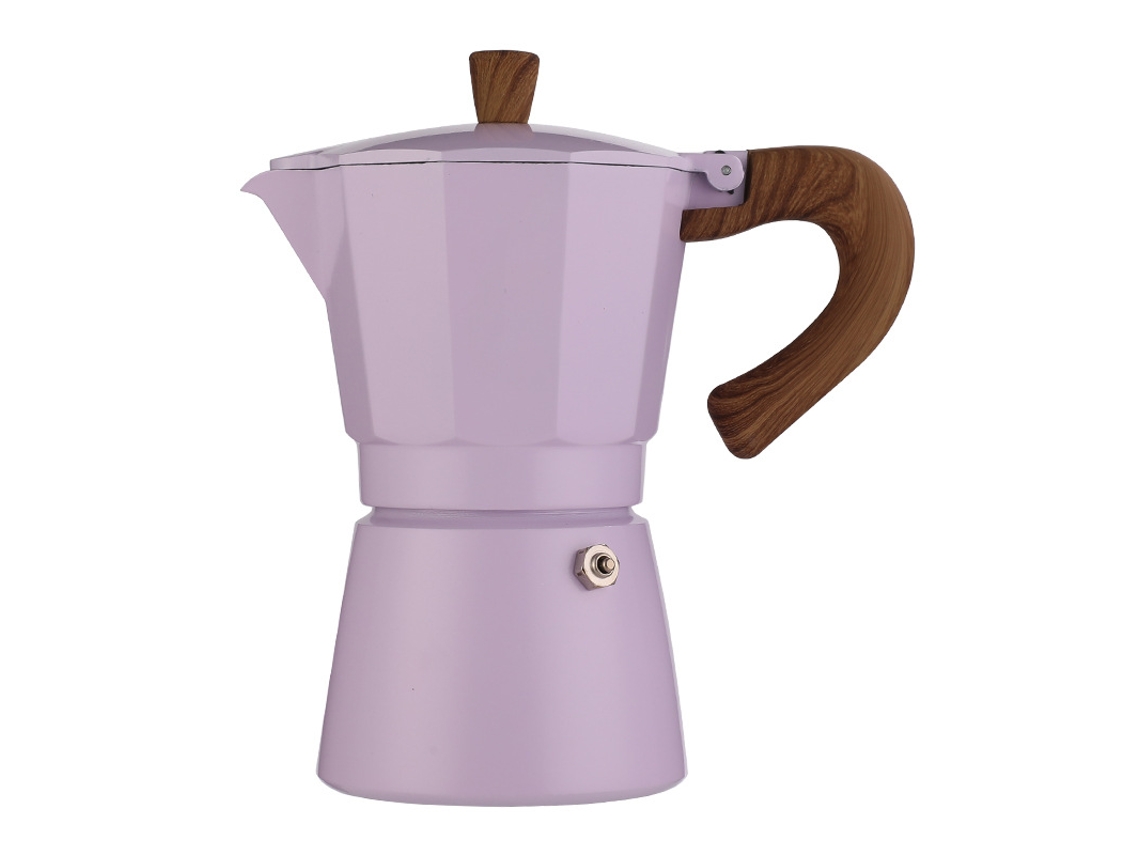 Cafetera italiana moka de 300 ml para estufa, ideal para capuchino o café con leche Eifson (morada)