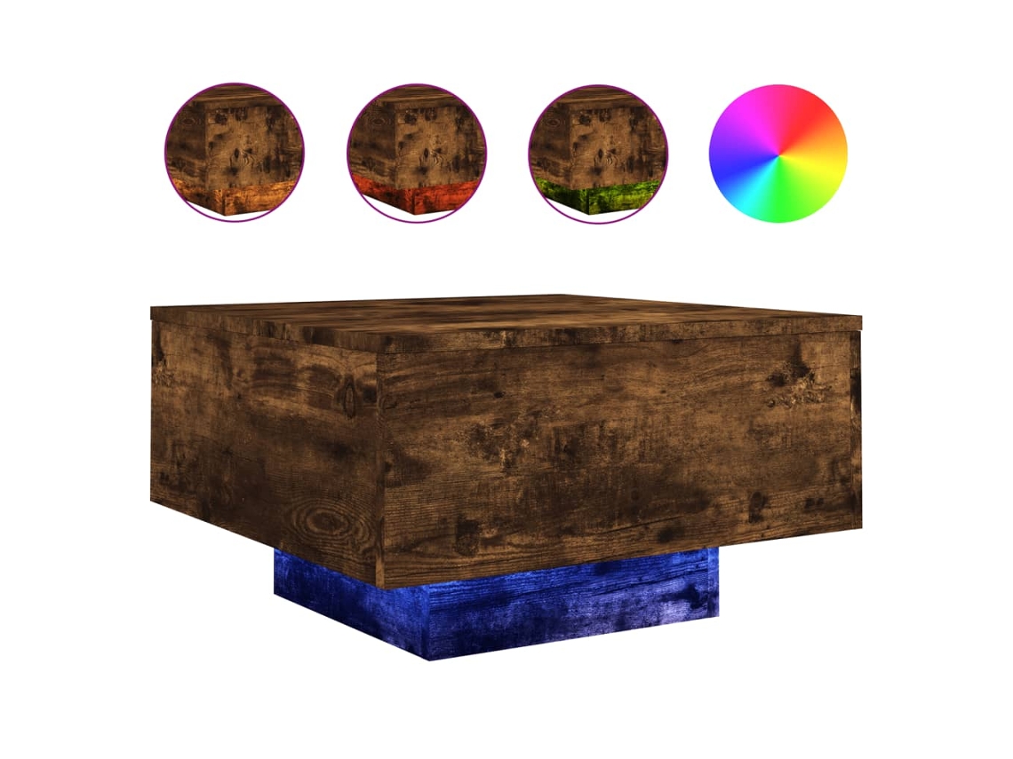 Maison Exclusive - Mesa De Centro Con Luces Led Roble Ahumado 55x55x31 Cm