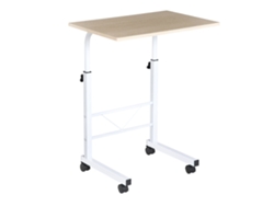 Mesa auxiliar con altura regulable, ruedas, cerraduras, forma de C, arce blanco, 60x40x68-78
