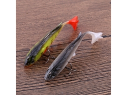 Isca Falsa Biónica Com Anzóis Múltiplos, Chumbo, Único Na Traseira, Três Na Abdômen, Duplos, 8cm, Preto E Branco.