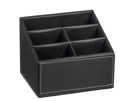 Portamandos con 5 Departamentos 17 x 13 x 13 cm en Polipiel Negro TIENDA EURASIA
