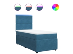 Cama Box Spring VIDAXL Azul Terciopelo (80x200cm)