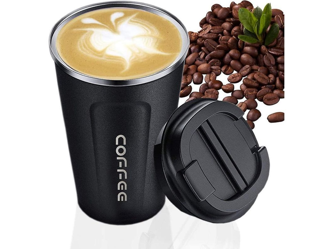 Taza De Café Negro De Acero Inoxidable 304, Doble Pared Al Vacío, 380ml, Antideslizante Y Sin Derrames
