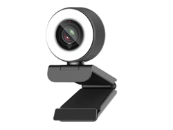 Cámara web Bestvite HD 1080P con anillo de luz, USB 967, enfoque automático, micrófono dual, color negro