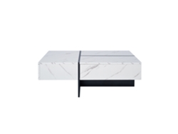 Mesa de centro con sistema de iluminación LED controlado por aplicaciones Mobrio blanco