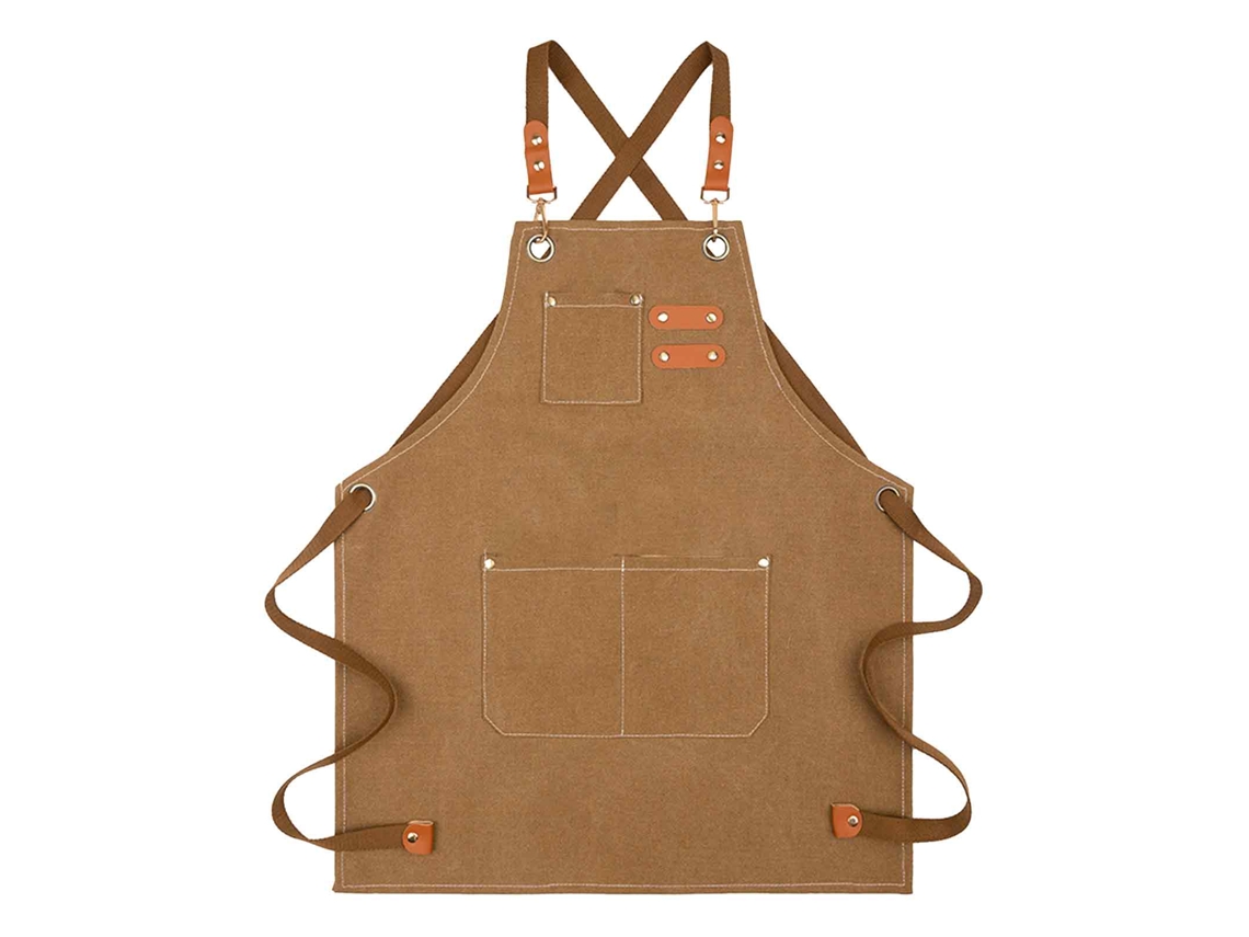 HYMNORA Avental de Lona Infantil Impermeable con Correas Ajustables y 3 Bolsillos para Cocina, Pintura y Jardinería