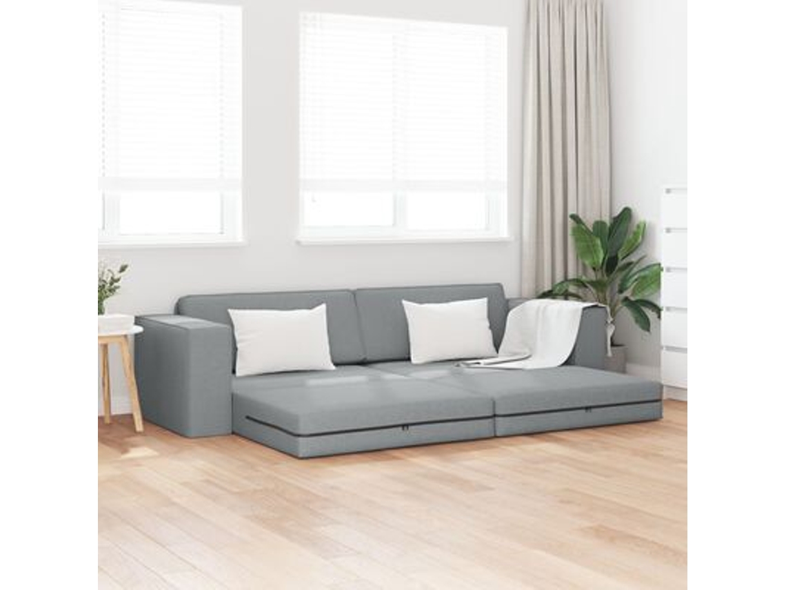 Sofá cama de suelo 2 en 1, gris claro, 245 x 150 x 60,5 cm, tela WSD475625