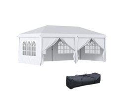 Pabellón Plegable De 5,85 X 2,95 M Con Paredes Y Ventanas Con Protección Uv Y Cremallera, Color Blanco.