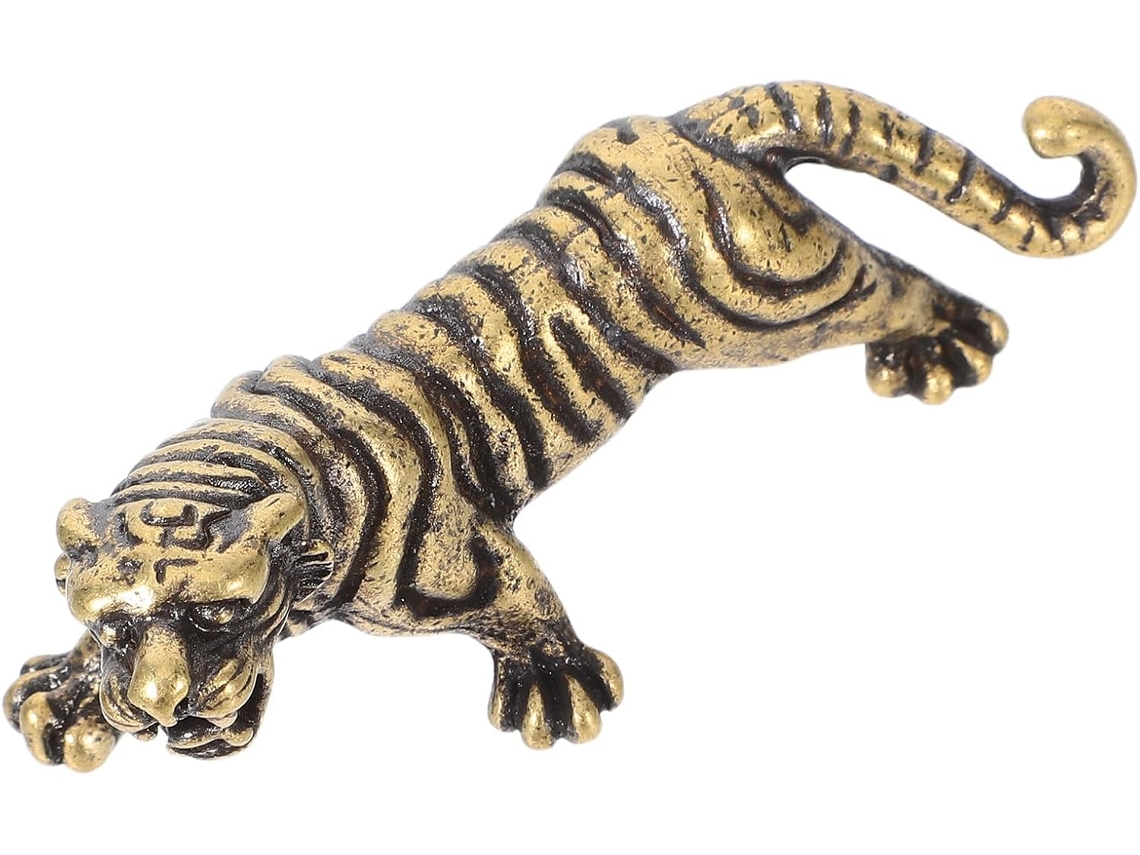 Escultura Tigre Latón Diseño Creativo Acabado Miniatura Detallado Versátil Elegante Decoración Hogar Oficina