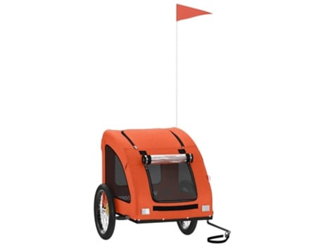 Remolque de bicicleta mascotas hierro tela VIDAXL Oxford naranja