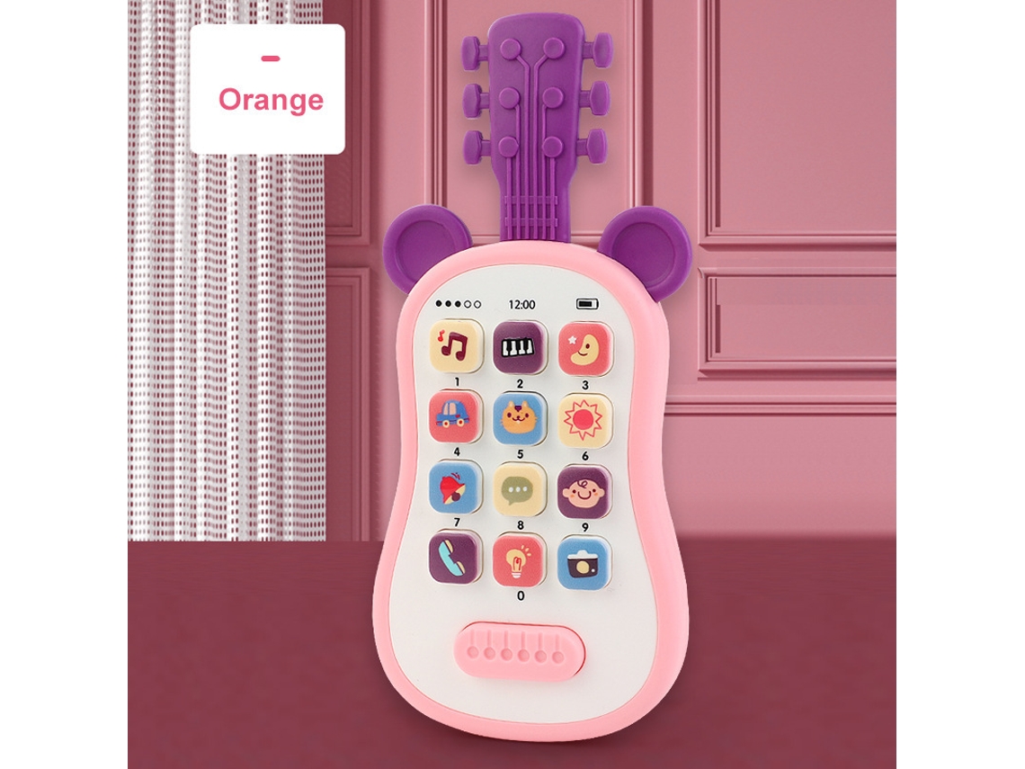 Diseño de guitarra para teléfono móvil educativo para bebés Hexinyigjly Música, luces, aprendizaje temprano Rosa