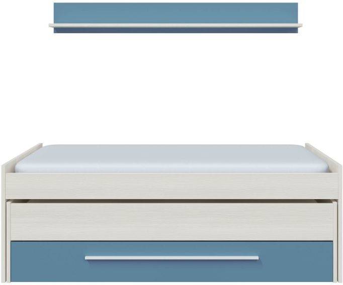 Cama Infantil HABITDESIGN Dupla con Prateleria y Cajón Rex (207.5 cm x 52.5 cm x 87 cm | 117 cm x 73.3 cm x 95 cm)