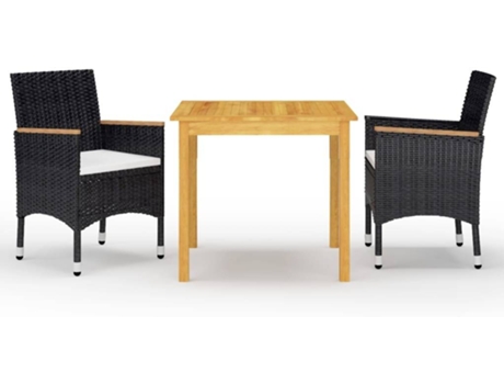 Conjunto 3 de comedor de jardín de VIDAXL negro