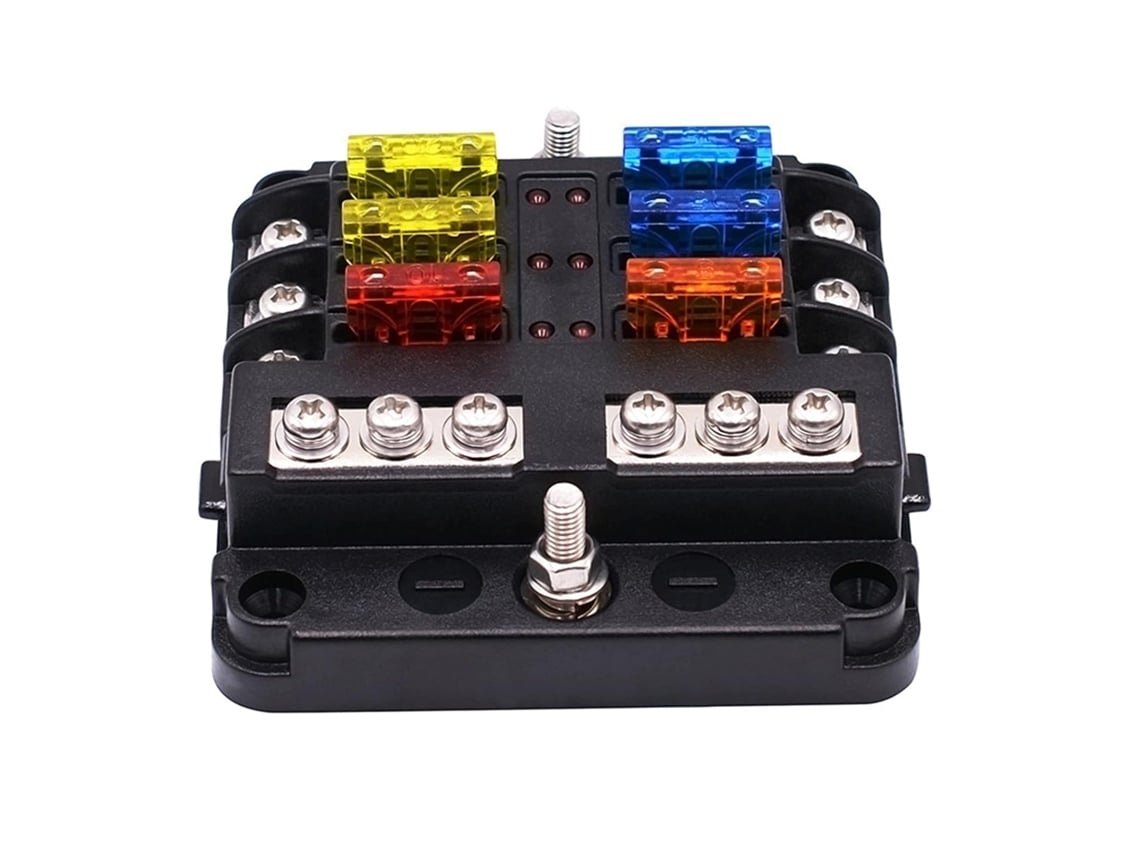 Bloque De Fusibles Impermeable, Un Indicador Led De 6 Pines, 12 Circuitos, Caja De Fusibles