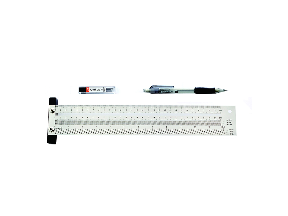 Escuadra En T De Carpintería De 300 Mm Con Orificios Métricos De Alta Precisión Y Portaminas.