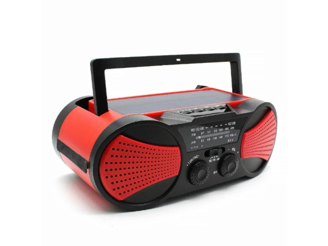 Radio solar portátil BESTVITE de 4000 mAh con linterna multifunción (roja)
