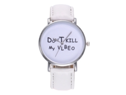 Reloj De Cuarzo Para Mujer Con Diseño De Letras, Correa De Piel Sintética, Estilo Moderno, Blanco.