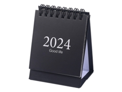 Mini Calendario 2024 Con Espiral Metálica, Planificador Diario De Escritorio Para El Hogar Y La Oficina, 105 X 75 Mm, Negro.