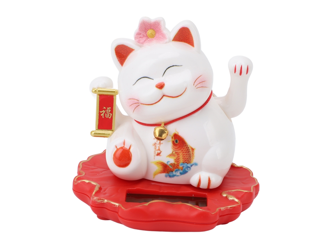 Gato Solar De La Suerte Con Brazo Móvil, Artículo Decorativo Cautivo De Feng Shui Para El Hogar, La Oficina Y El Salpicadero Del Coche 2314a