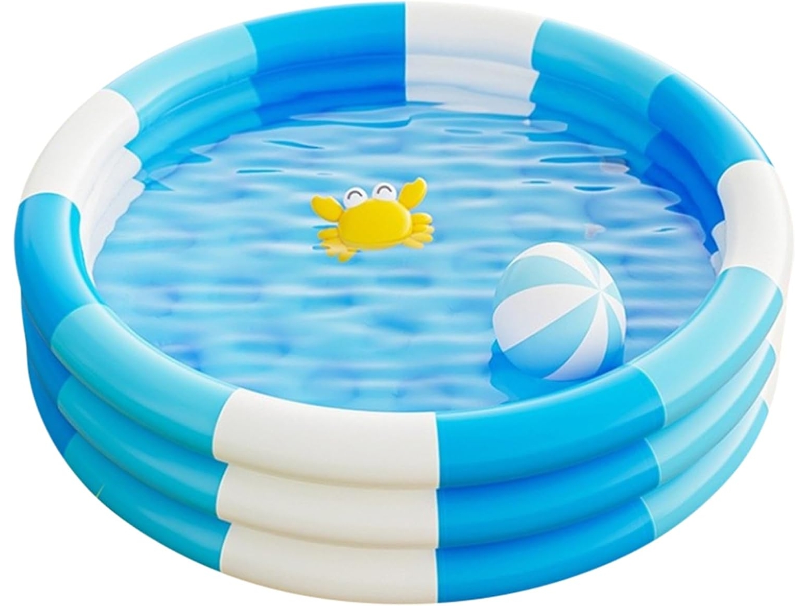 Piscina Inflável CHRUI para Crianças Listras Fundo Bolhas 150cm (azul)
