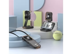 Mini Ventilador Para Jóvenes, Pantalla Inteligente, Giratorio, Base Ideal Para Teléfono Móvil Y Batería Adicional, Carga Usb, Fácil De Usar