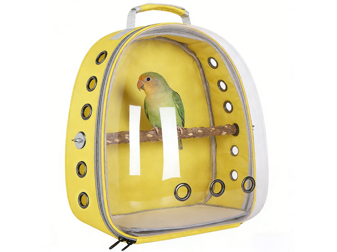 Transportín para loros Digitallab, totalmente ventilado, diseñado para viajar (amarillo)