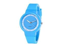 Reloj De Pulsera De Silicona Con Esfera Redonda, Movimiento De Cuarzo Analógico, Estilo Moderno, Color Azul.
