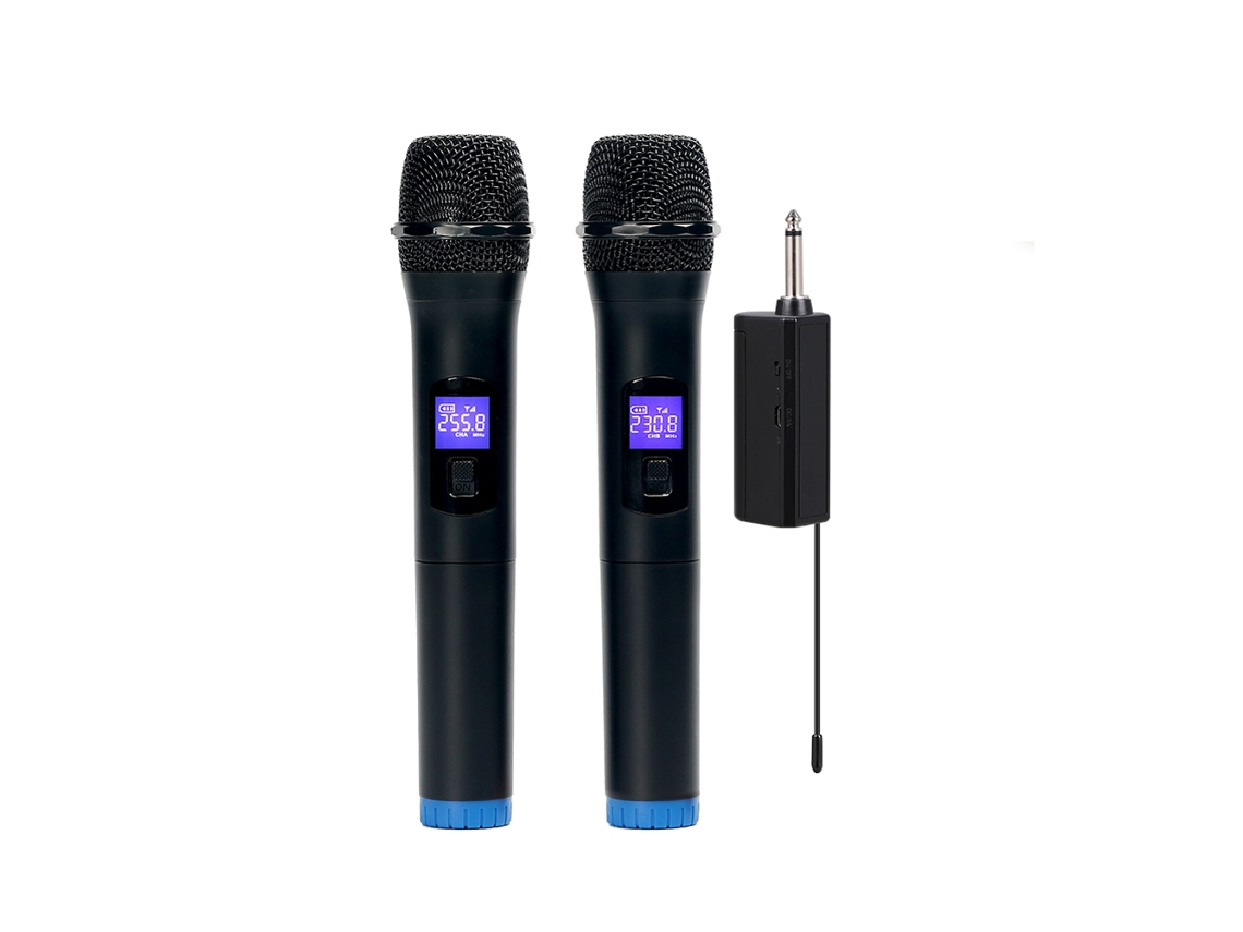 Micrófono profesional (inalámbrico de doble canal, multifuncional con pantalla LCD)