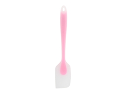 Espátula de silicona translúcida, totalmente recubierta, portátil y resistente al calor, color rosa