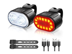 Juego Luces Bicicleta Frente/trasera Usb Negro