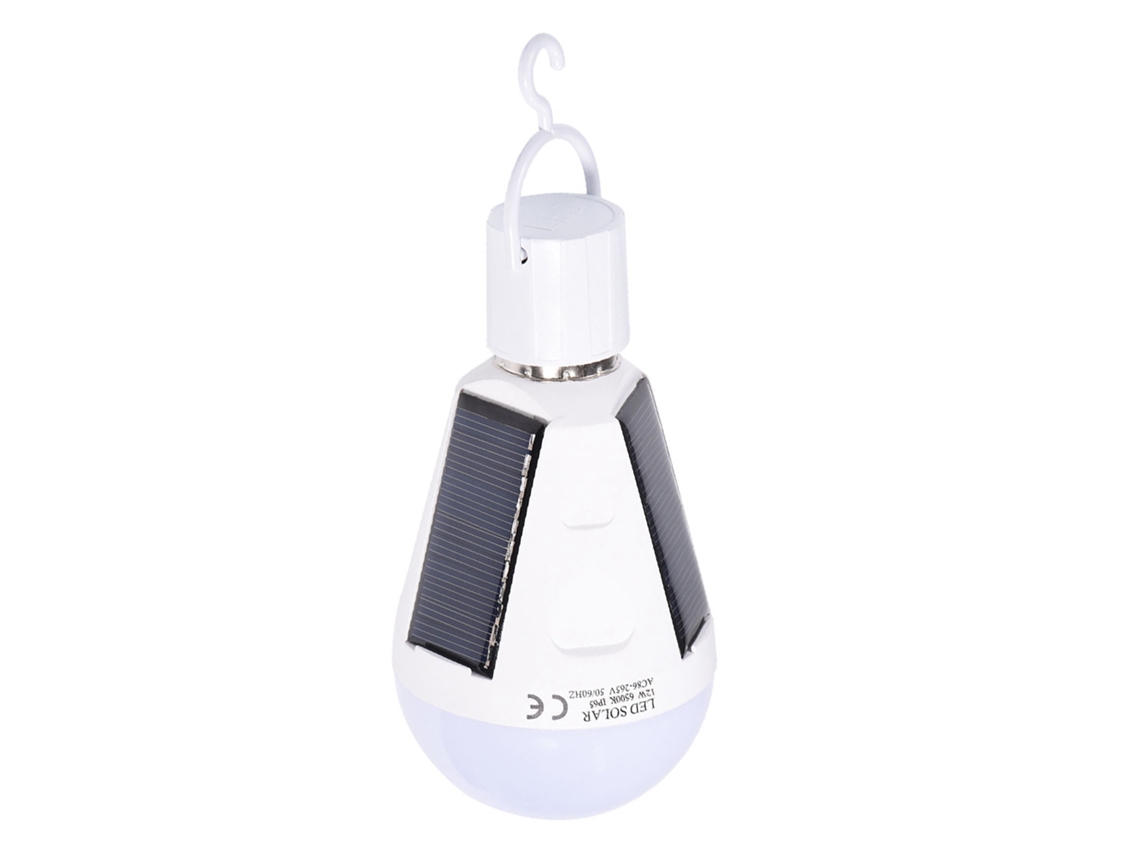 JILLIOPER Lámpara de emergencia solar, bombilla LED impermeable IP65 con base E27, carga rápida, resistente a la intemperie, iluminación interior y exterior par