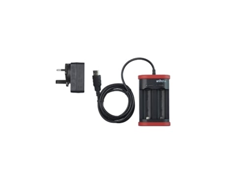 WIHA Cargador para baterías tipo 18500 de iones de litio con USB y conector británico (42766)