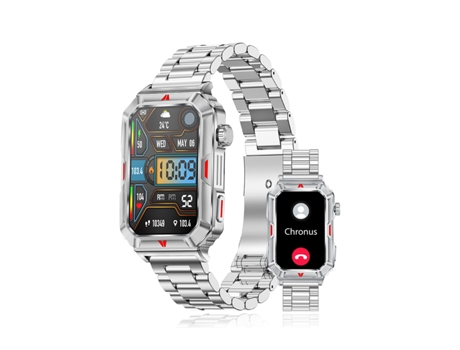 CHRONUS Cf26 Smartwatch para Hombre 1.57'' Monitor Fitness con Pantalla Cuadrada para Android Ios Plata