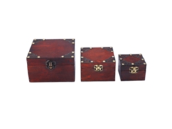 Juego de 3 cajas clásicas de madera para guardar joyas