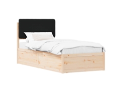 Maison Exclusive - Estructura De Cama Con Cabecera Tapizada Negro 90 X 190 Cm