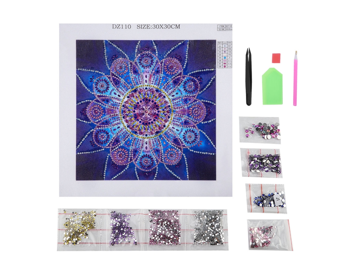 Pintura de diamantes Baok - Mandala floral hecha a mano con diamantes de imitación y efecto estéreo