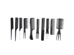 10 Piezas Peine De Plástico Antiestático Para Masaje Del Cuero Cabelludo Herramienta De Peluquería Hogar Y Salón (negro)