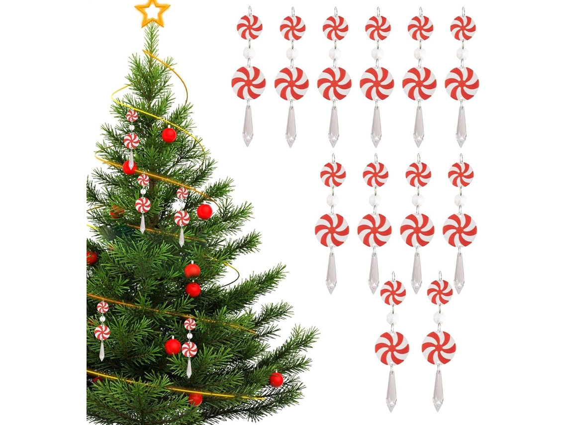 Adornos Navideños, 12 Colgantes Acrílicos Hechos A Mano Color Menta Para Fiestas, Coches Y Jardines.
