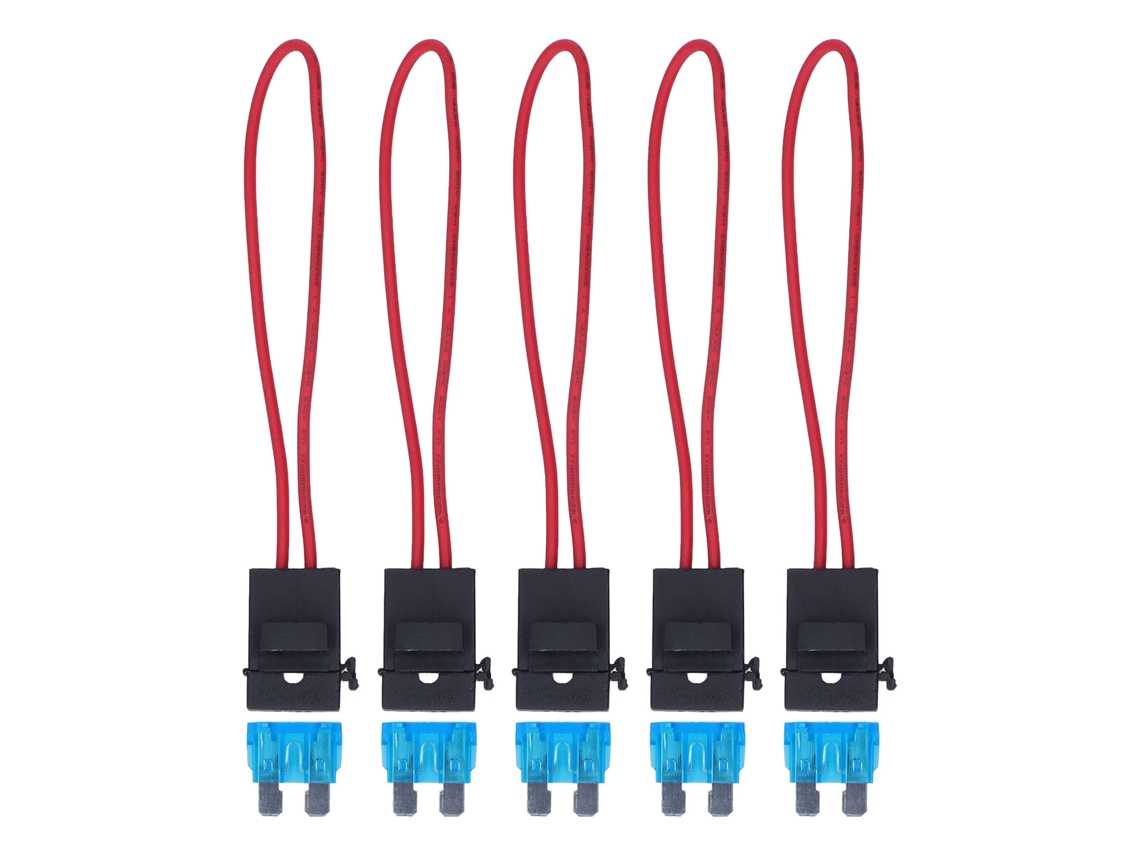 Kit De 5 Portafusibles De Cuchilla En Línea Impermeables De 14 Awg Y 30 A Con Fusibles De 15 A
