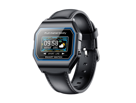 Smartwatch Pantalla a color KW18 IP67 con correa de cuero de 0,96 '' (negra)