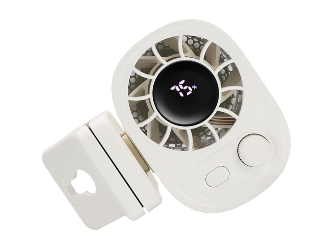 Ventilador de escritorio con clip resistente, recargable, pantalla LED, velocidad ajustable y funcionamiento silencioso. Mdug (blanco).